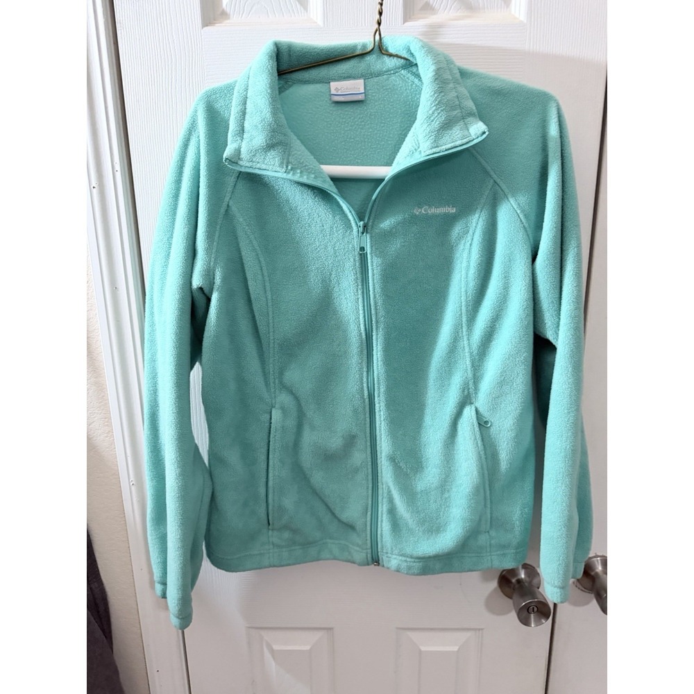 Columbia Jacket Womens Large Benton Springs Fleece Full Zip Teal Pockets